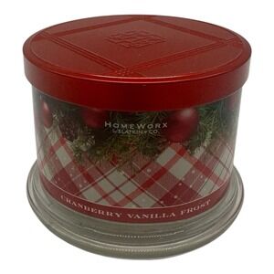 Homeworx Slatkin & Co Cranberry Vanilla Frost Scented Candle 14 Oz 3 Wick‎